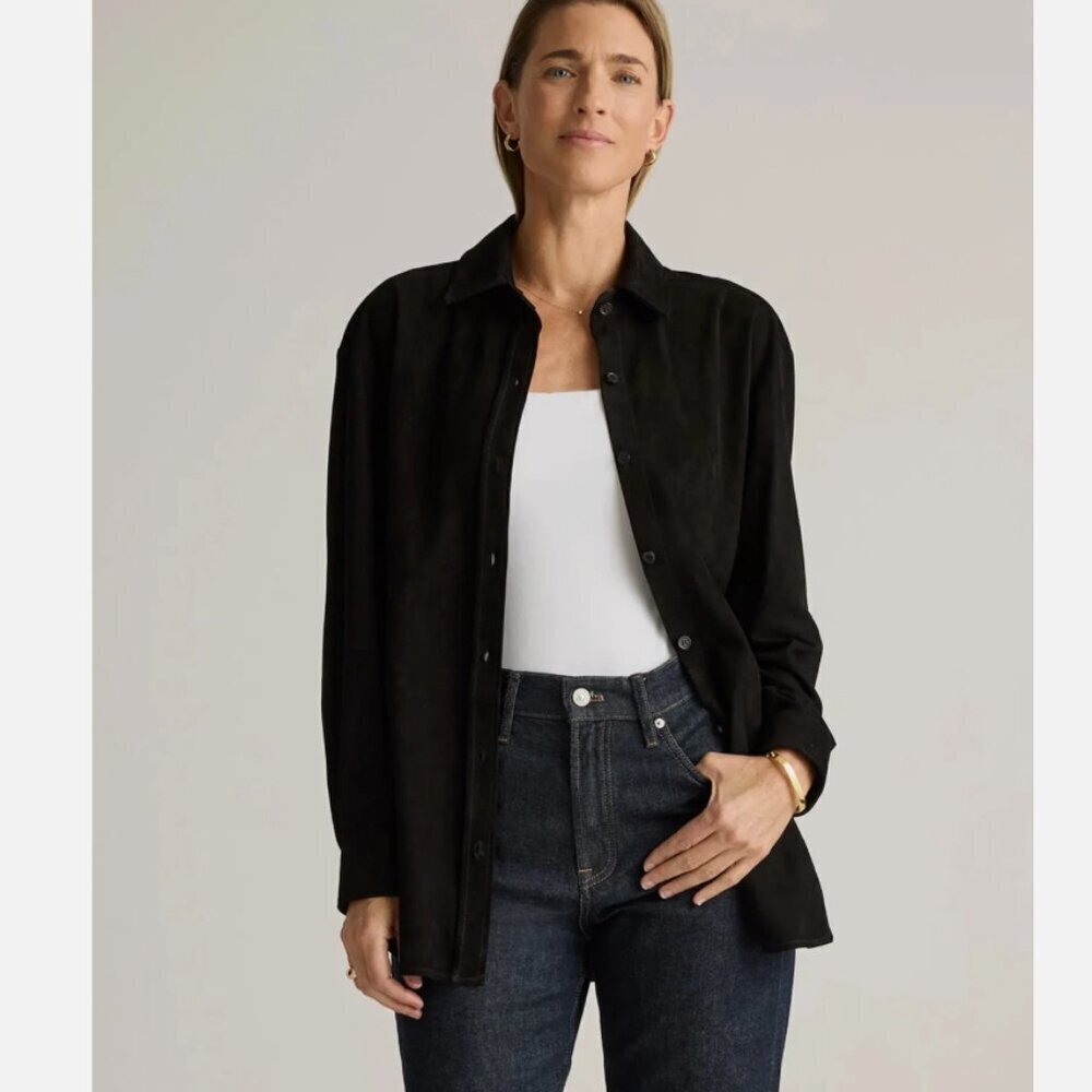 🖤 Quince Suede Overshirt Button Down – Size Small (Sold Out!)